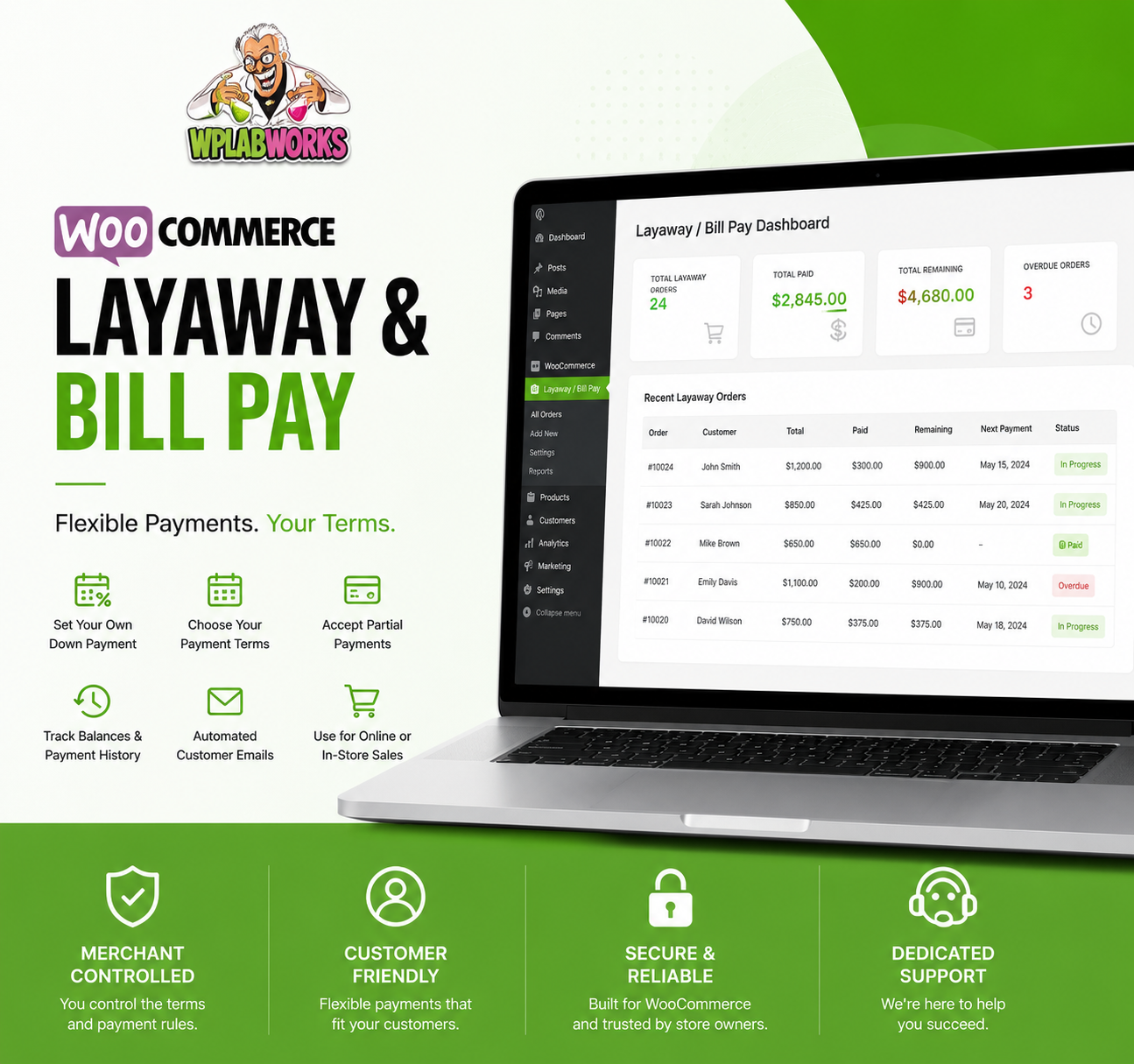 WooCommerce Layaway and Bill Pay Plugin by WPLabWorks with flexible payment and invoice features
